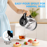 Glass Electric Kettle 1.7L, 2200W Fast Boil, LED Light, Auto Shut-Off